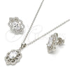 Juego de Arete y Dije de Adulto 10.174.0249 Plata Rodinada, con Micro Pave Blanca y Zirconia Cubica Blanca, Pulido, Rodinado