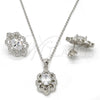 Juego de Arete y Dije de Adulto 10.174.0249 Plata Rodinada, con Micro Pave Blanca y Zirconia Cubica Blanca, Pulido, Rodinado