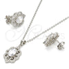 Juego de Arete y Dije de Adulto 10.174.0249 Plata Rodinada, con Micro Pave Blanca y Zirconia Cubica Blanca, Pulido, Rodinado