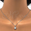 Juego de Arete y Dije de Adulto 10.174.0253 Plata Rodinada, con Micro Pave Blanca, Pulido, Rodinado