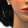 Juego de Arete y Dije de Adulto 10.174.0253 Plata Rodinada, con Micro Pave Blanca, Pulido, Rodinado