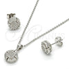 Juego de Arete y Dije de Adulto 10.174.0253 Plata Rodinada, con Micro Pave Blanca, Pulido, Rodinado