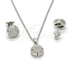 Juego de Arete y Dije de Adulto 10.174.0253 Plata Rodinada, con Micro Pave Blanca, Pulido, Rodinado