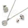 Juego de Arete y Dije de Adulto 10.174.0253 Plata Rodinada, con Micro Pave Blanca, Pulido, Rodinado