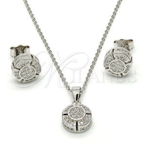 Juego de Arete y Dije de Adulto 10.174.0253 Plata Rodinada, con Micro Pave Blanca, Pulido, Rodinado
