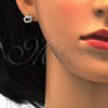 Juego de Arete y Dije de Adulto 10.174.0259 Plata Rodinada, Diseño de Manzana, con Micro Pave Blanca, Pulido, Rodinado