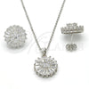 Juego de Arete y Dije de Adulto 10.174.0269 Plata Rodinada, con Zirconia Cubica Blanca, Pulido, Rodinado