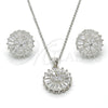 Juego de Arete y Dije de Adulto 10.174.0269 Plata Rodinada, con Zirconia Cubica Blanca, Pulido, Rodinado