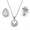 Juego de Arete y Dije de Adulto 10.174.0273 Plata Rodinada, con Zirconia Cubica Blanca, Pulido, Rodinado