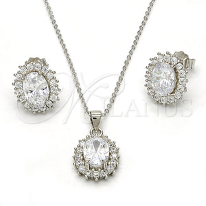 Juego de Arete y Dije de Adulto 10.174.0273 Plata Rodinada, con Zirconia Cubica Blanca, Pulido, Rodinado