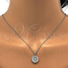 Juego de Arete y Dije de Adulto 10.174.0276 Plata Rodinada, Diseño de Flor, con Zirconia Cubica Blanca, Pulido, Rodinado