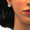 Juego de Arete y Dije de Adulto 10.174.0276 Plata Rodinada, Diseño de Flor, con Zirconia Cubica Blanca, Pulido, Rodinado