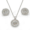 Juego de Arete y Dije de Adulto 10.174.0276 Plata Rodinada, Diseño de Flor, con Zirconia Cubica Blanca, Pulido, Rodinado