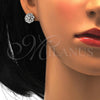 Juego de Arete y Dije de Adulto 10.175.0018 Plata Rodinada, Diseño de Flor, con Zirconia Cubica Blanca, Pulido, Rodinado