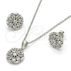 Juego de Arete y Dije de Adulto 10.175.0018 Plata Rodinada, Diseño de Flor, con Zirconia Cubica Blanca, Pulido, Rodinado