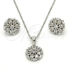 Juego de Arete y Dije de Adulto 10.175.0018 Plata Rodinada, Diseño de Flor, con Zirconia Cubica Blanca, Pulido, Rodinado