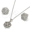 Juego de Arete y Dije de Adulto 10.175.0019 Plata Rodinada, con Zirconia Cubica Blanca, Pulido, Rodinado