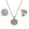 Juego de Arete y Dije de Adulto 10.175.0019 Plata Rodinada, con Zirconia Cubica Blanca, Pulido, Rodinado