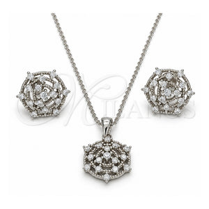 Juego de Arete y Dije de Adulto 10.175.0019 Plata Rodinada, con Zirconia Cubica Blanca, Pulido, Rodinado