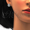 Juego de Arete y Dije de Adulto 10.175.0020 Plata Rodinada, Diseño de Flor, con Zirconia Cubica Blanca, Pulido, Rodinado