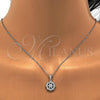 Juego de Arete y Dije de Adulto 10.175.0020 Plata Rodinada, Diseño de Flor, con Zirconia Cubica Blanca, Pulido, Rodinado