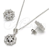 Juego de Arete y Dije de Adulto 10.175.0020 Plata Rodinada, Diseño de Flor, con Zirconia Cubica Blanca, Pulido, Rodinado