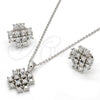 Juego de Arete y Dije de Adulto 10.175.0021 Plata Rodinada, con Zirconia Cubica Blanca, Pulido, Rodinado