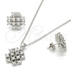 Juego de Arete y Dije de Adulto 10.175.0021 Plata Rodinada, con Zirconia Cubica Blanca, Pulido, Rodinado
