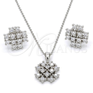 Juego de Arete y Dije de Adulto 10.175.0021 Plata Rodinada, con Zirconia Cubica Blanca, Pulido, Rodinado