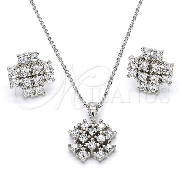 Juego de Arete y Dije de Adulto 10.175.0021 Plata Rodinada, con Zirconia Cubica Blanca, Pulido, Rodinado
