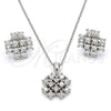 Juego de Arete y Dije de Adulto 10.175.0021 Plata Rodinada, con Zirconia Cubica Blanca, Pulido, Rodinado