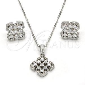Juego de Arete y Dije de Adulto 10.175.0022 Plata Rodinada, con Zirconia Cubica Blanca, Pulido, Rodinado