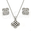 Juego de Arete y Dije de Adulto 10.175.0022 Plata Rodinada, con Zirconia Cubica Blanca, Pulido, Rodinado