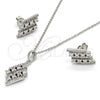 Juego de Arete y Dije de Adulto 10.175.0023 Plata Rodinada, con Zirconia Cubica Blanca y Micro Pave Blanca, Pulido, Rodinado