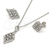Juego de Arete y Dije de Adulto 10.175.0023 Plata Rodinada, con Zirconia Cubica Blanca y Micro Pave Blanca, Pulido, Rodinado