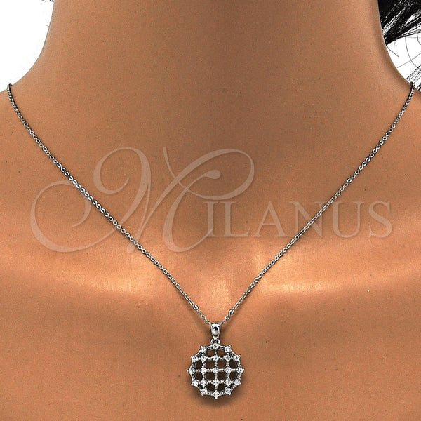 Juego de Arete y Dije de Adulto 10.175.0025 Plata Rodinada, con Zirconia Cubica Blanca, Pulido, Rodinado