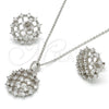 Juego de Arete y Dije de Adulto 10.175.0025 Plata Rodinada, con Zirconia Cubica Blanca, Pulido, Rodinado