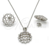 Juego de Arete y Dije de Adulto 10.175.0025 Plata Rodinada, con Zirconia Cubica Blanca, Pulido, Rodinado