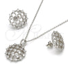 Juego de Arete y Dije de Adulto 10.175.0025 Plata Rodinada, con Zirconia Cubica Blanca, Pulido, Rodinado