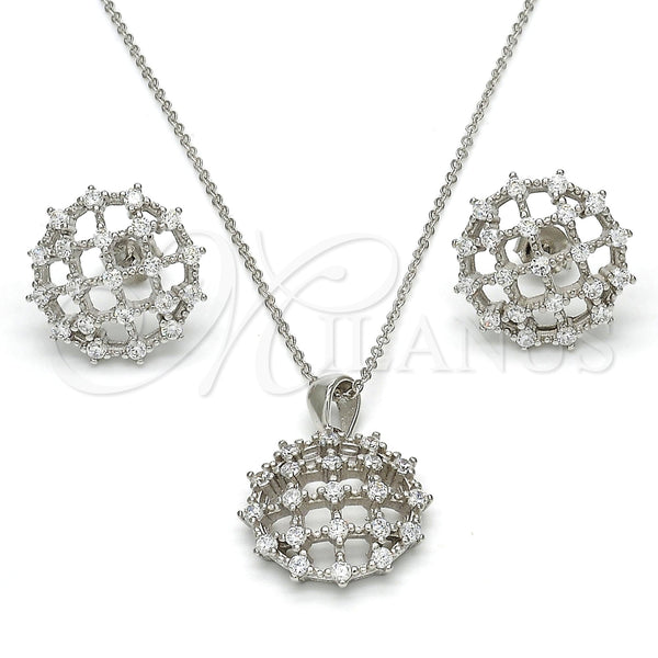 Juego de Arete y Dije de Adulto 10.175.0025 Plata Rodinada, con Zirconia Cubica Blanca, Pulido, Rodinado
