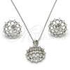 Juego de Arete y Dije de Adulto 10.175.0025 Plata Rodinada, con Zirconia Cubica Blanca, Pulido, Rodinado