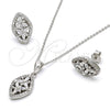 Juego de Arete y Dije de Adulto 10.175.0026 Plata Rodinada, Diseño de Flor, con Zirconia Cubica Blanca, Pulido, Rodinado