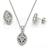 Juego de Arete y Dije de Adulto 10.175.0026 Plata Rodinada, Diseño de Flor, con Zirconia Cubica Blanca, Pulido, Rodinado