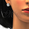 Juego de Arete y Dije de Adulto 10.175.0027 Plata Rodinada, con Zirconia Cubica Blanca y Micro Pave Blanca, Pulido, Rodinado