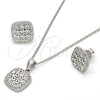 Juego de Arete y Dije de Adulto 10.175.0027 Plata Rodinada, con Zirconia Cubica Blanca y Micro Pave Blanca, Pulido, Rodinado