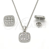 Juego de Arete y Dije de Adulto 10.175.0027 Plata Rodinada, con Zirconia Cubica Blanca y Micro Pave Blanca, Pulido, Rodinado