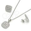 Juego de Arete y Dije de Adulto 10.175.0027 Plata Rodinada, con Zirconia Cubica Blanca y Micro Pave Blanca, Pulido, Rodinado