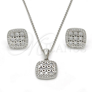 Juego de Arete y Dije de Adulto 10.175.0027 Plata Rodinada, con Zirconia Cubica Blanca y Micro Pave Blanca, Pulido, Rodinado