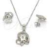 Juego de Arete y Dije de Adulto 10.285.0009 Plata Rodinada, Diseño de Flor, con Zirconia Cubica Blanca, Pulido, Rodinado