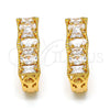 Argolla Huggie 02.267.0008.15 Oro Laminado, Diseño de Baguette, con Blanca Zirconia Cubica, Pulido, Tono Dorado